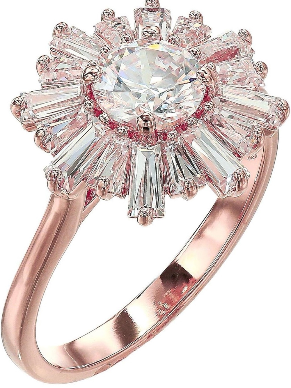 Swarovski Rose Gold and Pink Crystal Sunburst Ring - Picture 5 of 8